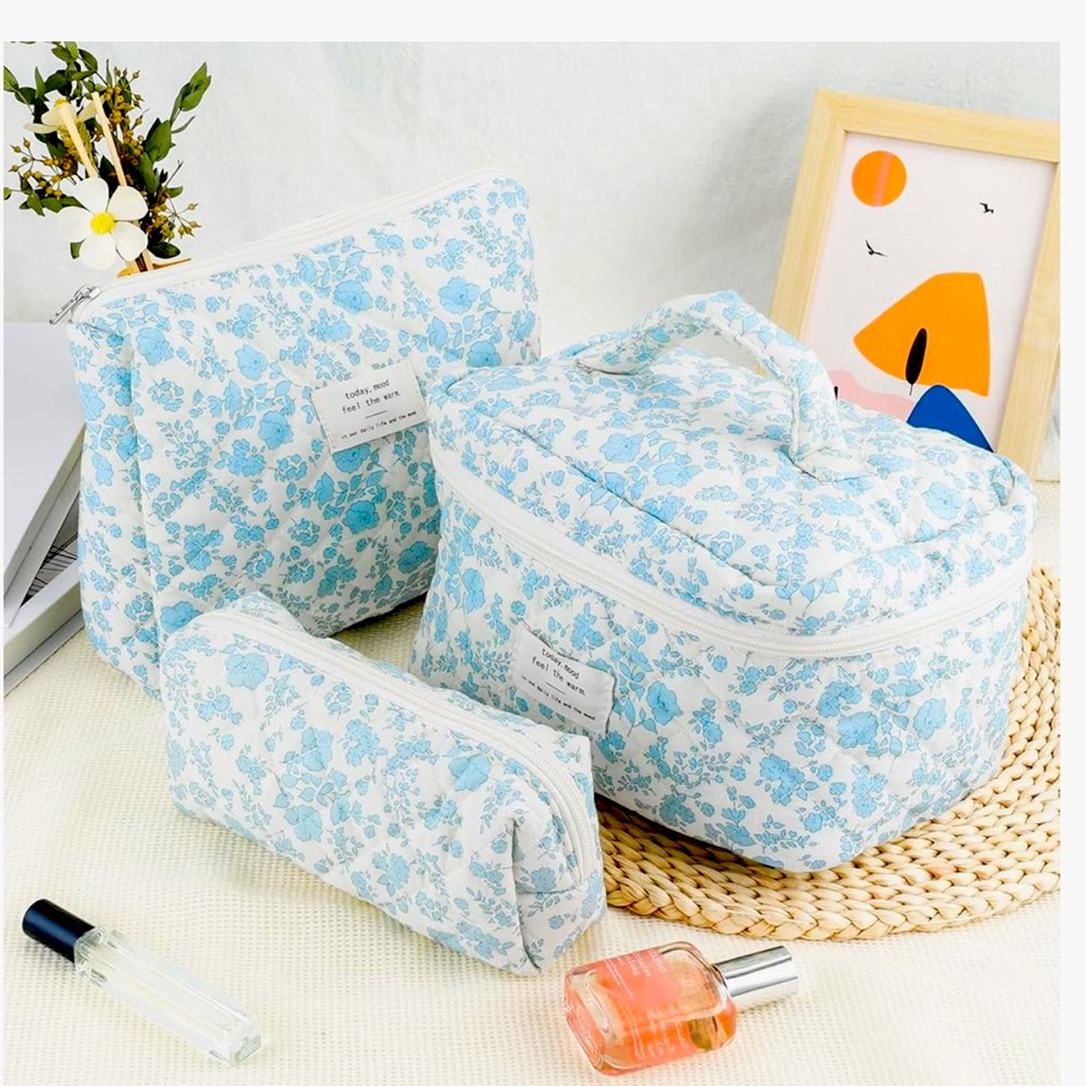 3 PIECES : Quilted Makeup Travel Bags NWT